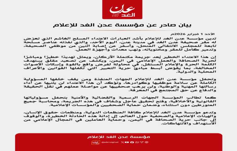 إعادة فتح مقر للمجلس الانتقالي واعتداء على صحيفة "عدن الغد"