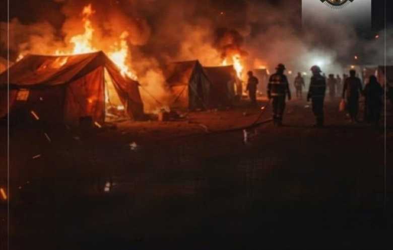 جريحان بحريق في مخيم للنازحين بالضالع