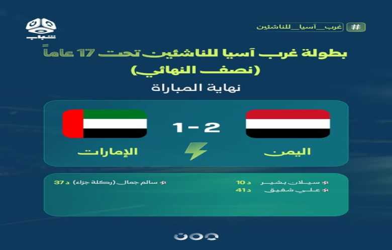  المنتخب الوطني للناشئين يهزم الإمارات 2/1 ويتأهل لنهائي بطولة غرب اسيا 2026