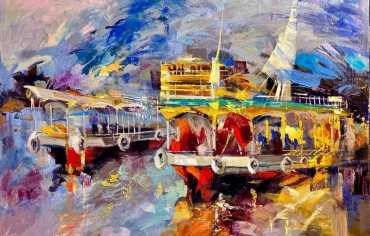 رسم النيل من شرفات القاهرة وإضاءة تراثه