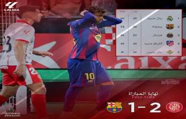 برشلونة يسقط في فخ الهزيمة أمام جيرونا ويفشل في استعادة صدارة الليجا